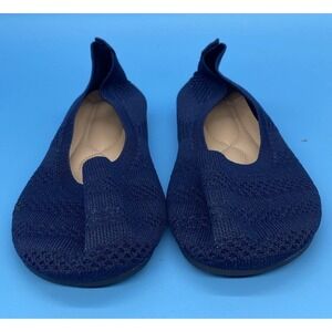 Women's Mesh Knit Ballet Flats Round Toe Slip On Dark Navy Blue Size 7.5